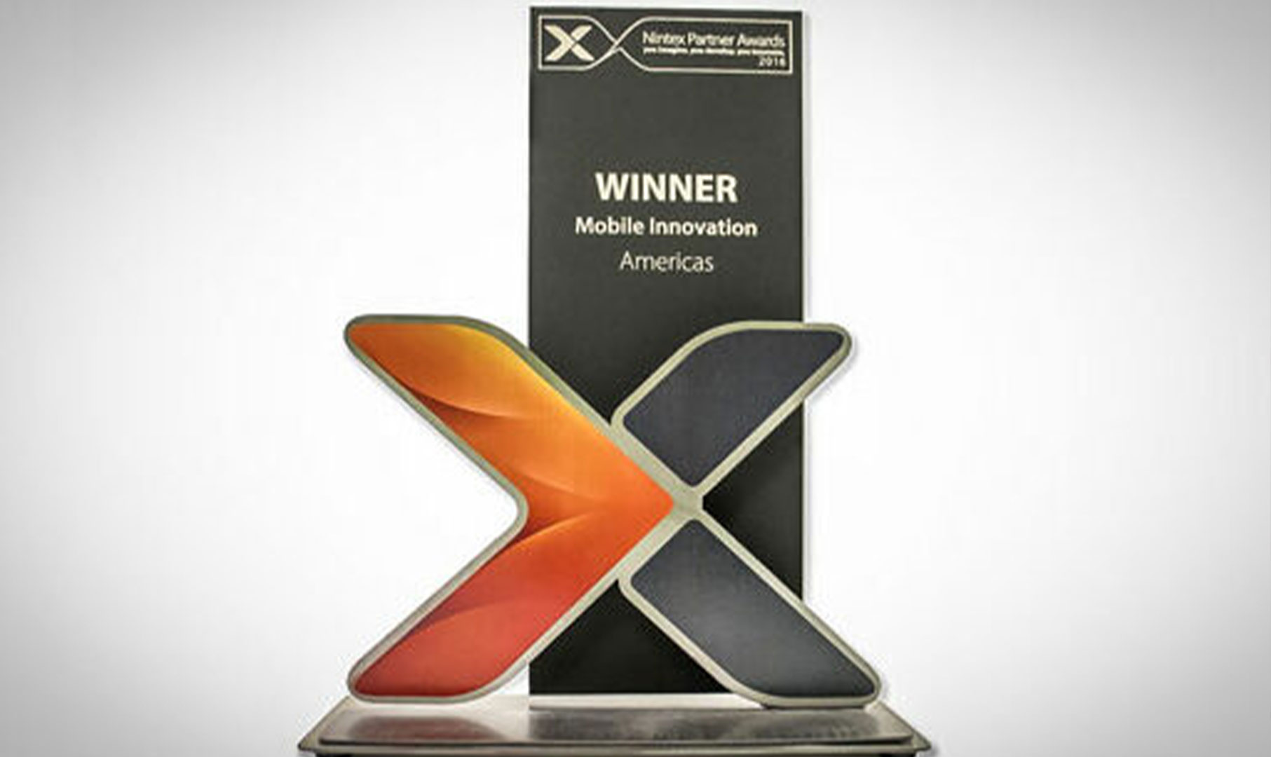 Image of custom award in the shape of an X.