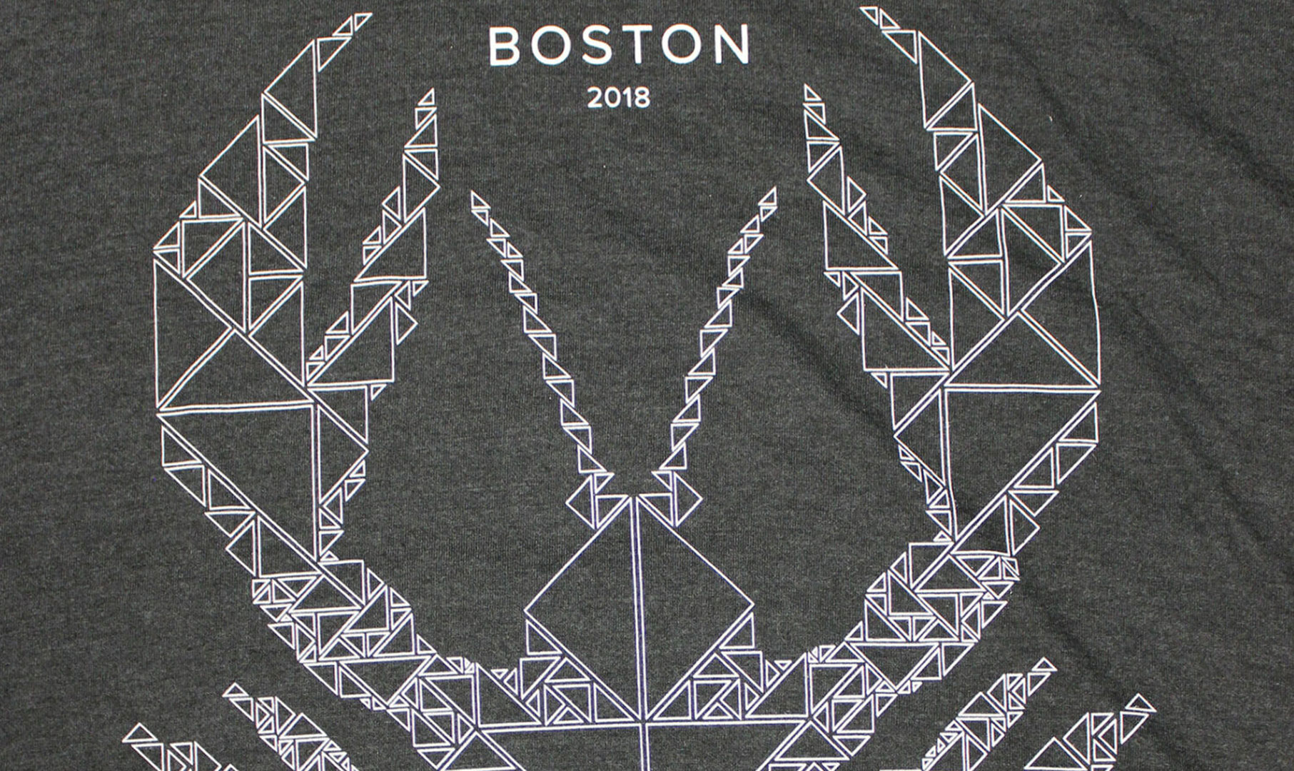 Image of gray tshirt with triangles on it.