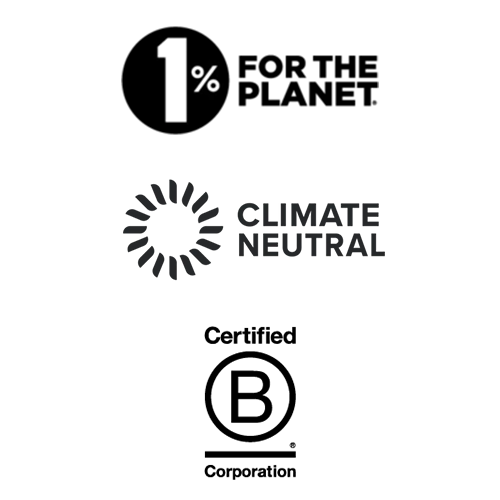1% for the Planet logo, Climate Neutral Logo & Certified B Corporation logo