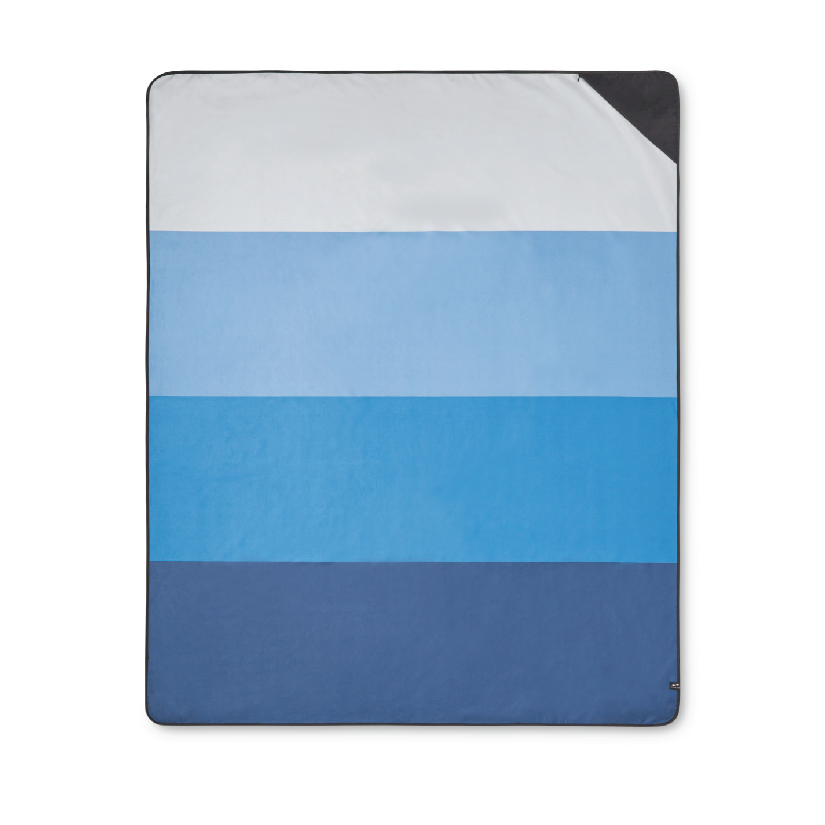 Image of blue striped quick dry Slowtide park blanket.