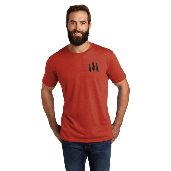 Man wearing red t-shirt