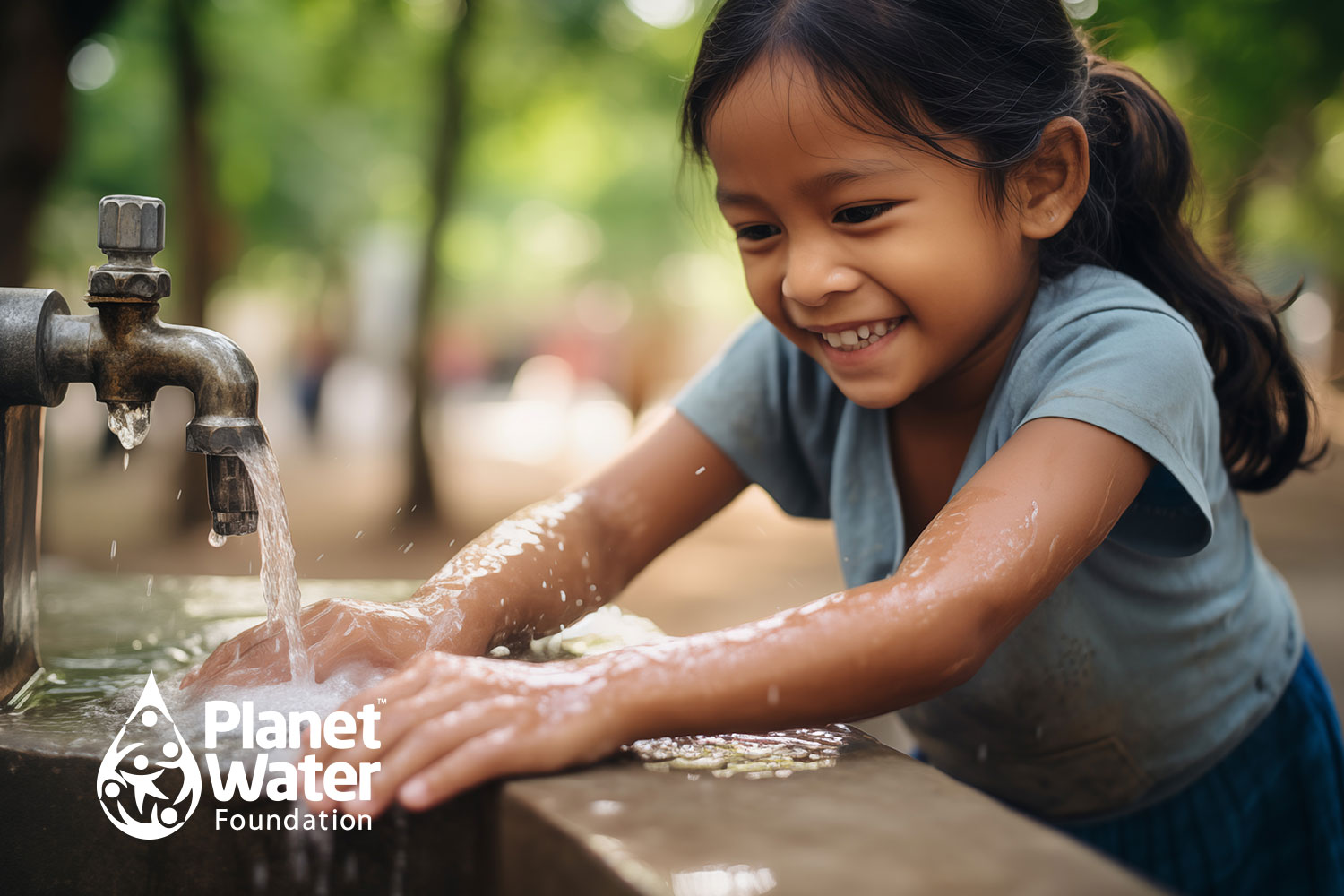 PlanetWater girl washing hands in running water