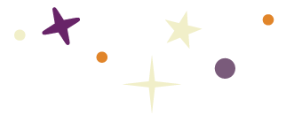 decorative stars in purple and orange