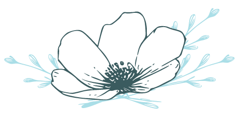 Blue flower with leaves